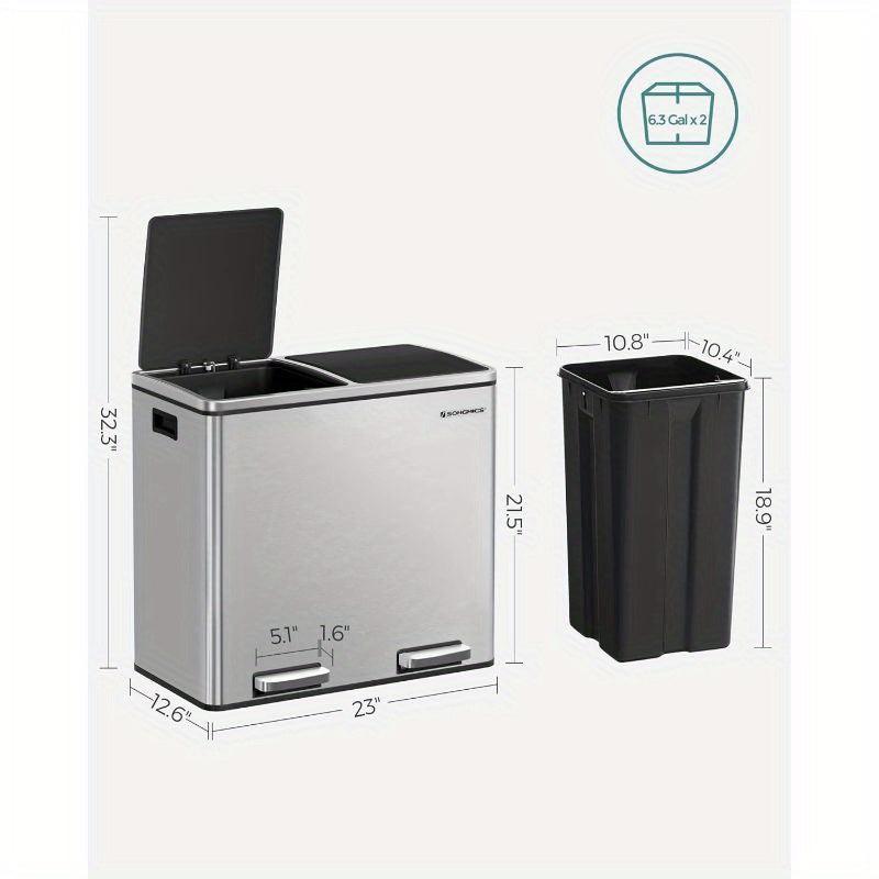 Trashcan SONGMICS 2 x 6.3-Gallon, Dual Garbage Can