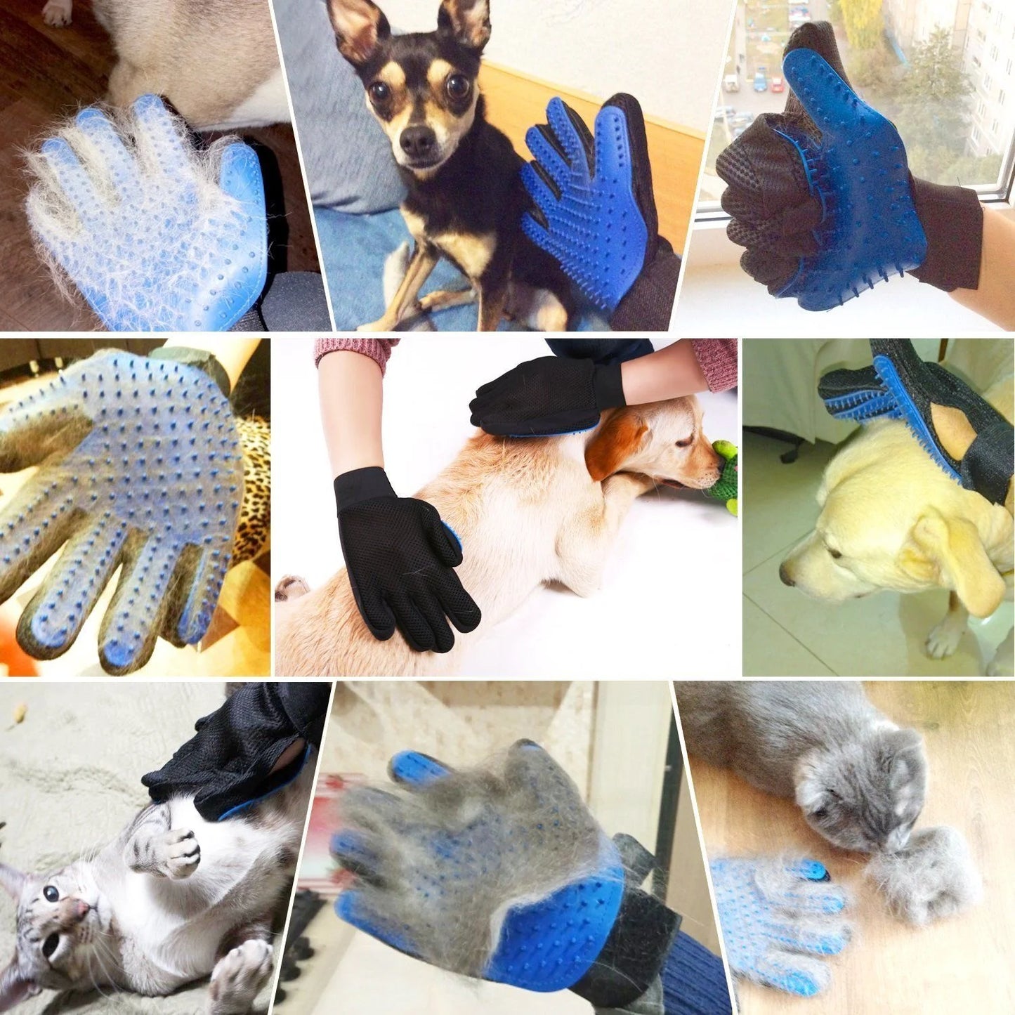 Pet Hair Removal Glove Silicone Dog/Cat Hair Remover and Massage