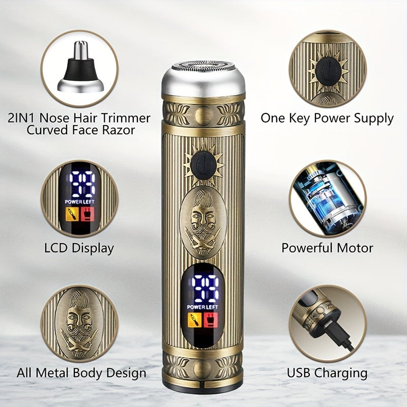 Barber Kit GSKY - T-Blade Trimmer, Nose Hair Trimmer, Hair Shaver Set, Electric Razor - Professional Men's Grooming (bronze Color)