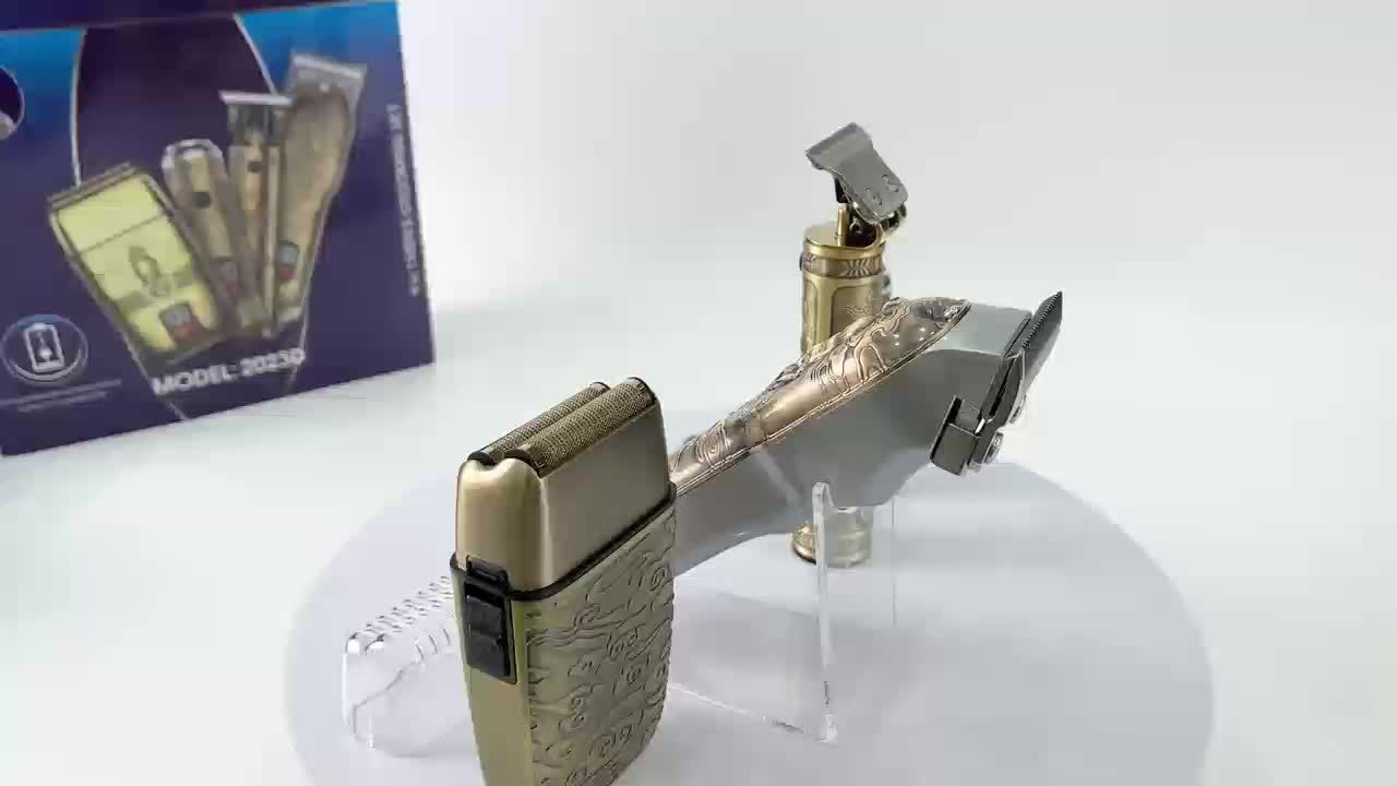 Barber Kit GSKY - T-Blade Trimmer, Nose Hair Trimmer, Hair Shaver Set, Electric Razor - Professional Men's Grooming (bronze Color)