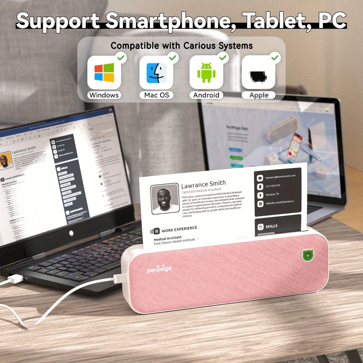 Thermal Printer A40 PERIPAGE PINK