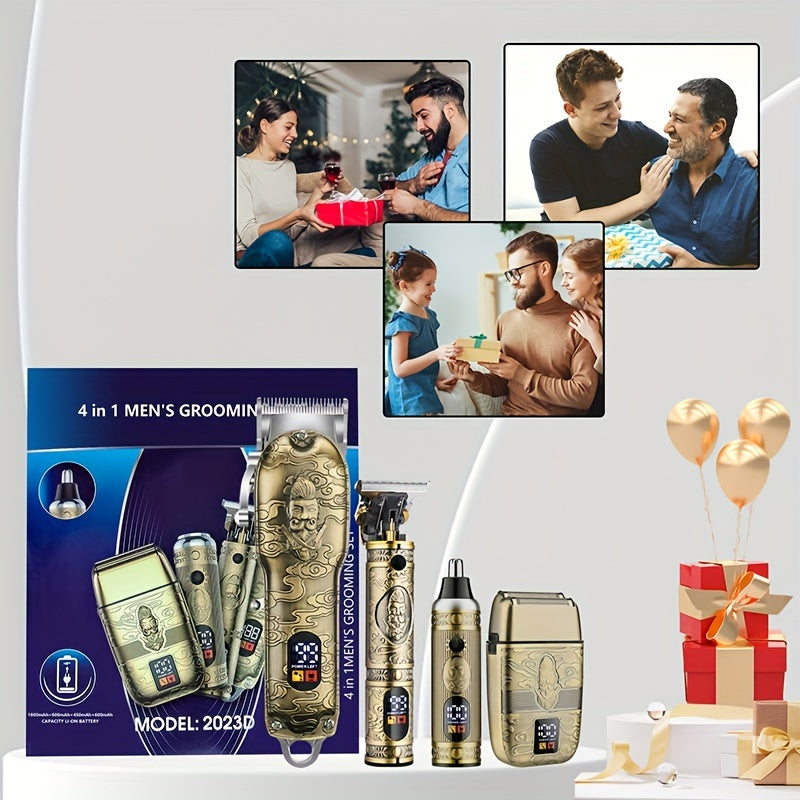 Barber Kit GSKY - T-Blade Trimmer, Nose Hair Trimmer, Hair Shaver Set, Electric Razor - Professional Men's Grooming (bronze Color)