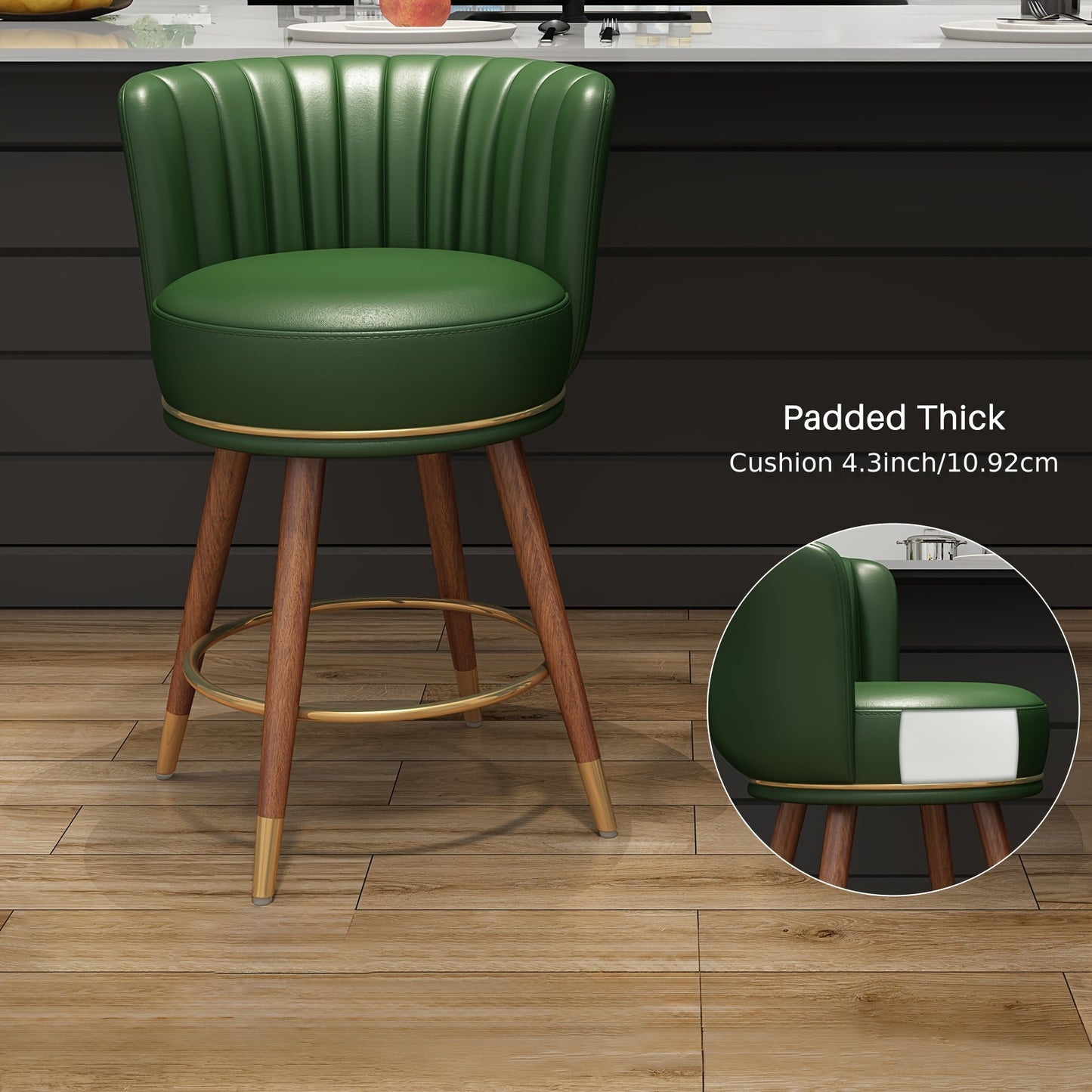 Bar Chairs Kitchen, Swivel bar Counter Stool with Wood Legs (set of 2)