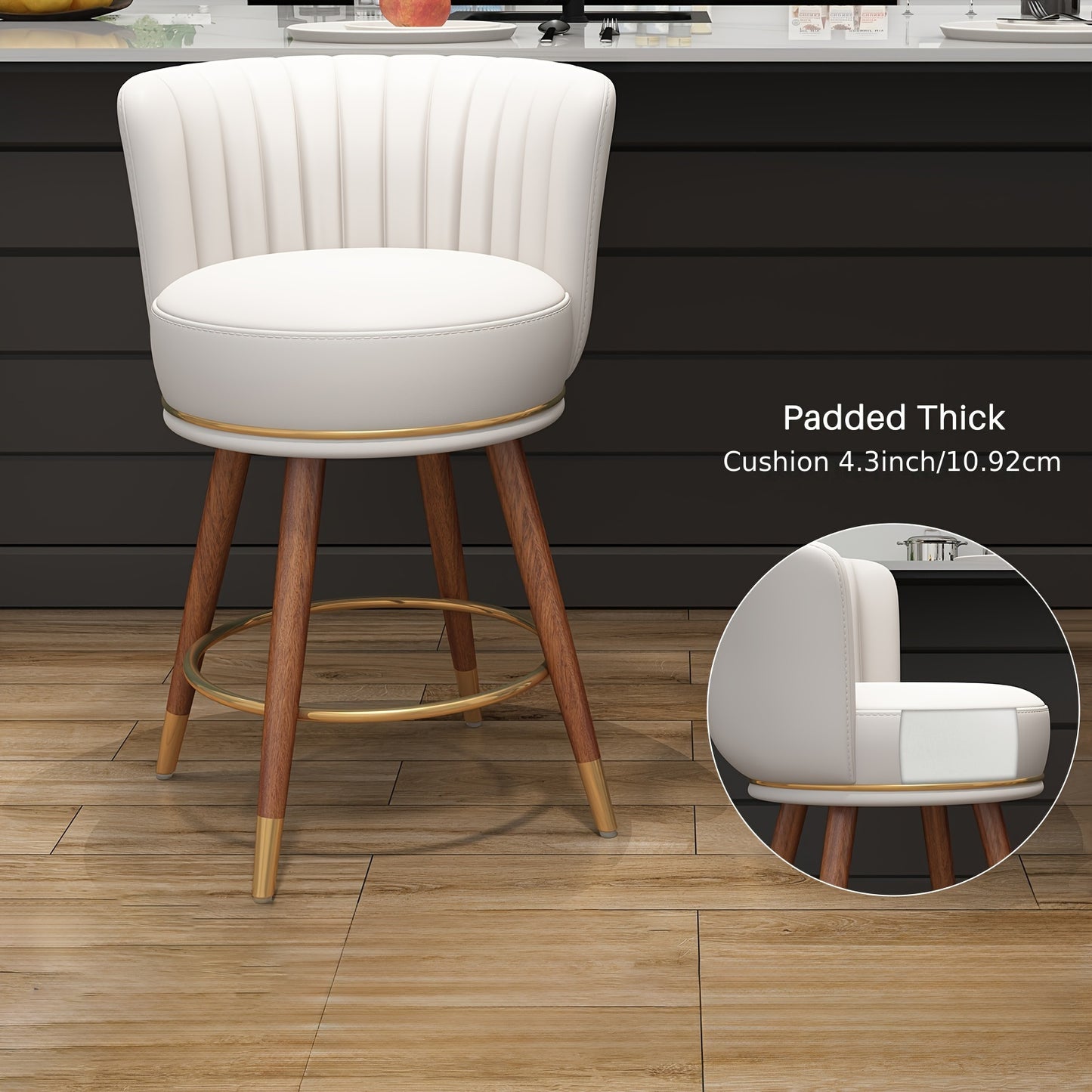 Bar Chairs Kitchen, Swivel bar Counter Stool with Wood Legs (set of 2)