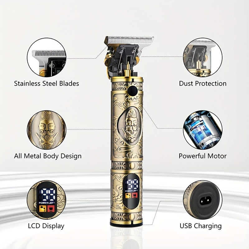 Barber Kit GSKY - T-Blade Trimmer, Nose Hair Trimmer, Hair Shaver Set, Electric Razor - Professional Men's Grooming (bronze Color)