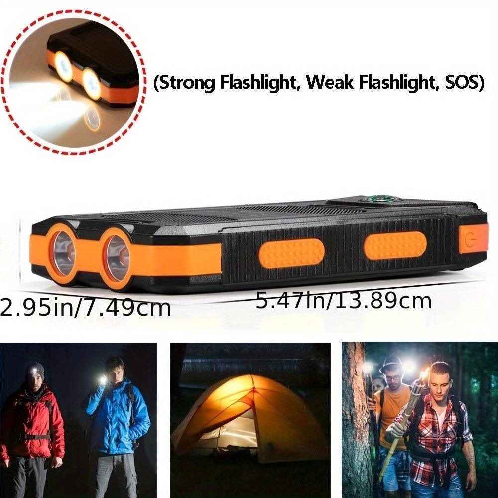 Portable Solar Power Compatible Powerbank with LED light 2 USB