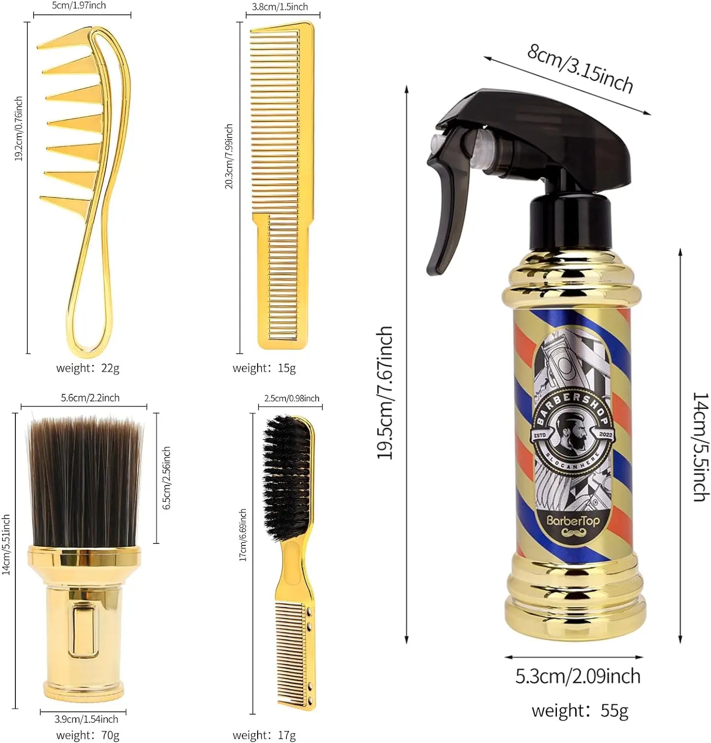 Salon Hair Styling set Tools Gold (5PCS)