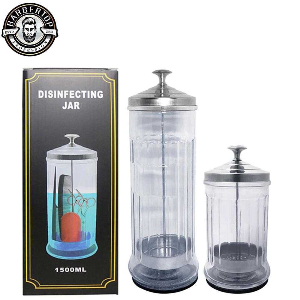 Barbershop Disinfection and Sterilization Jar Beauty Manicurist Stainless Steel Glass