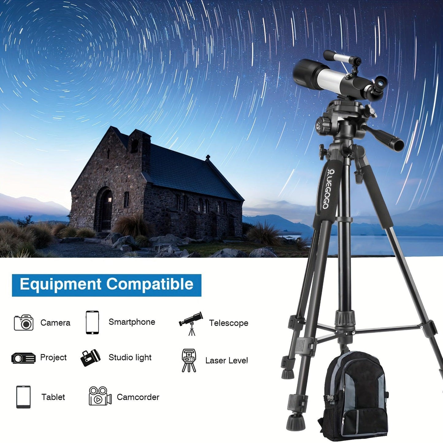 Tripod UEGOGO 60 in (1.52m) Camera/ Mobile Phone