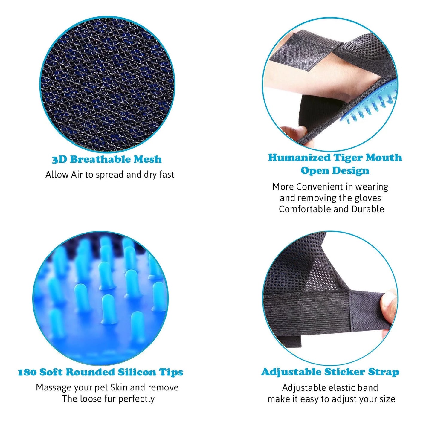 Pet Hair Removal Glove Silicone Dog/Cat Hair Remover and Massage