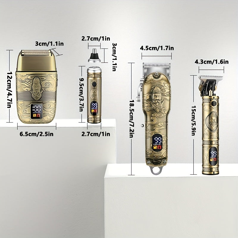 Barber Kit GSKY - T-Blade Trimmer, Nose Hair Trimmer, Hair Shaver Set, Electric Razor - Professional Men's Grooming (bronze Color)