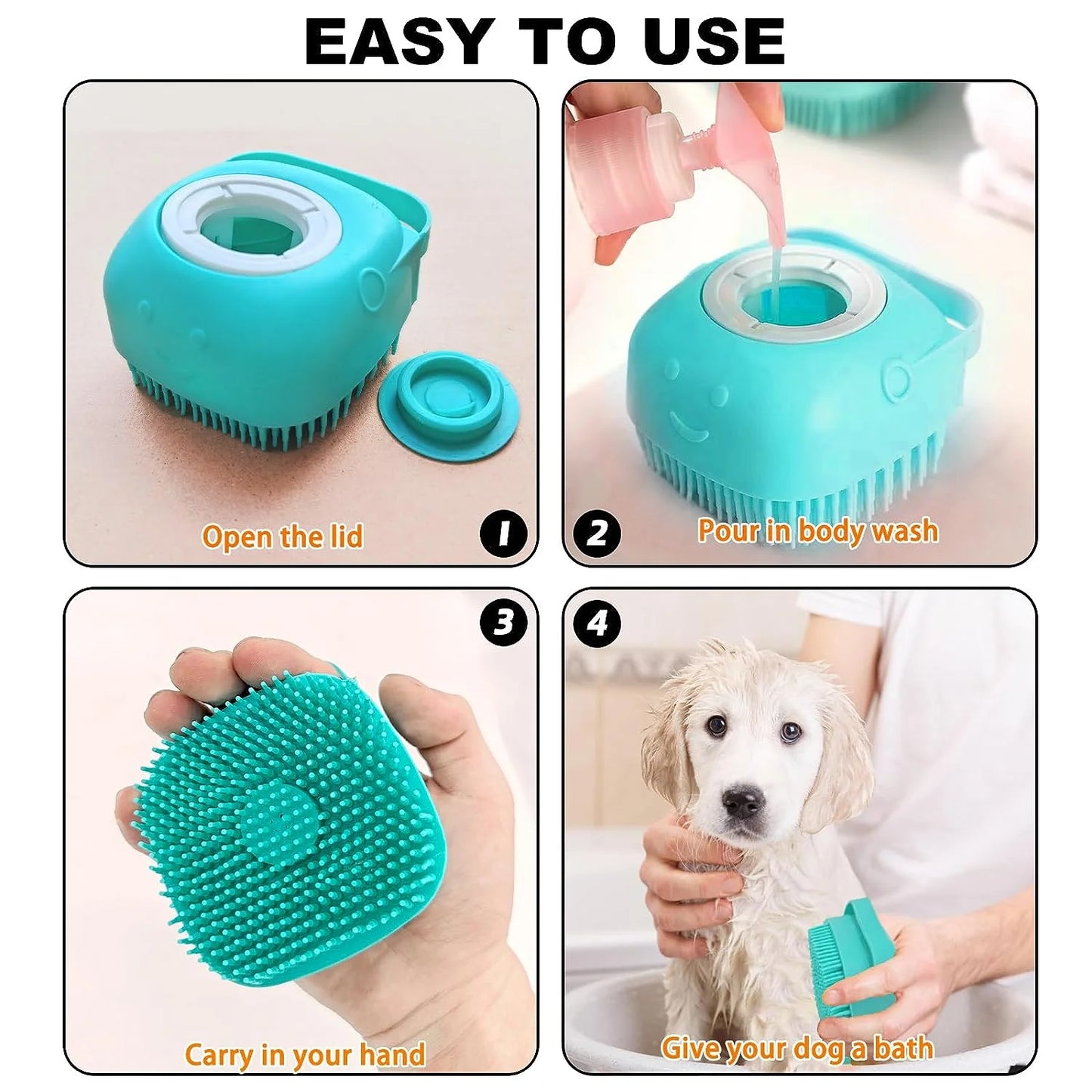 Pet Brush Shampoo Silicone, Massager Bath Brush