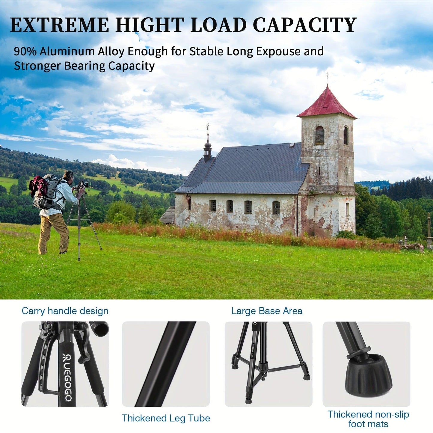 Tripod UEGOGO 60 in (1.52m) Camera/ Mobile Phone