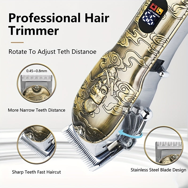 Barber Kit GSKY - T-Blade Trimmer, Nose Hair Trimmer, Hair Shaver Set, Electric Razor - Professional Men's Grooming (bronze Color)