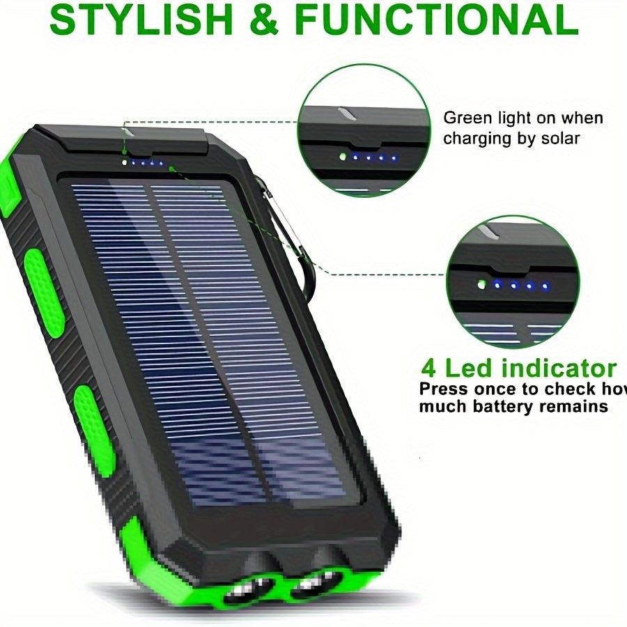 Portable Solar Power Compatible Powerbank with LED light 2 USB