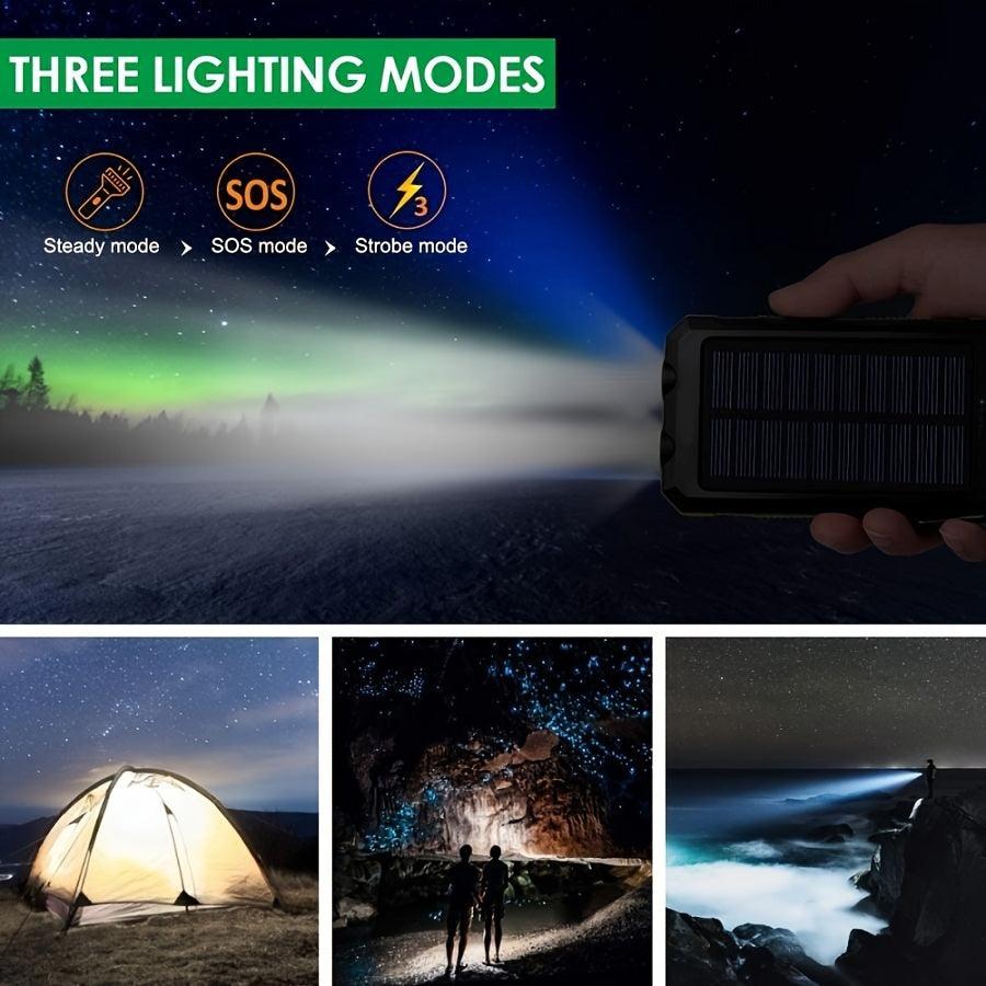 Portable Solar Power Compatible Powerbank with LED light 2 USB