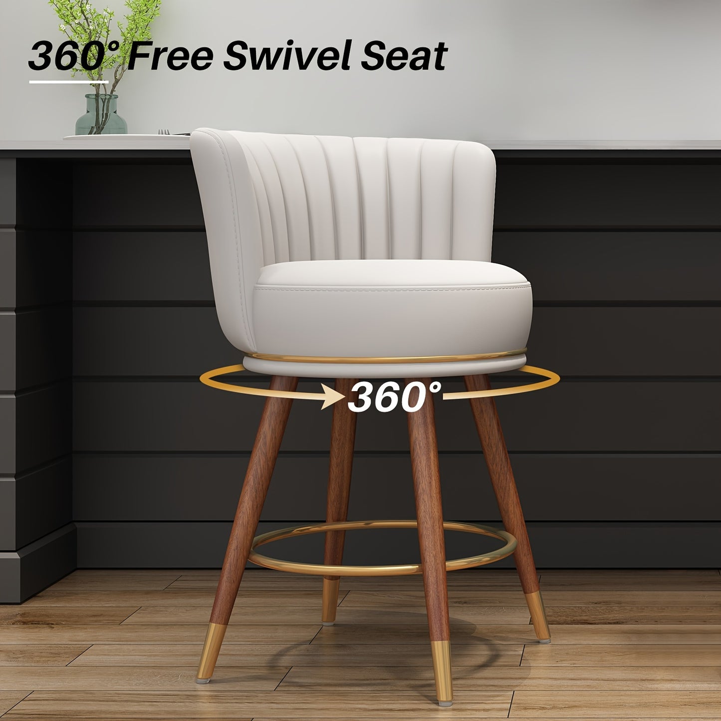 Bar Chairs Kitchen, Swivel bar Counter Stool with Wood Legs (set of 2)